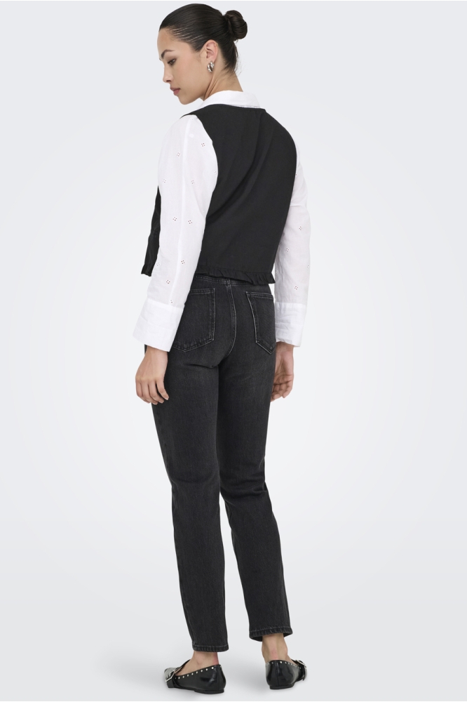 ONLJAKIRI LINEN S/L EMB VEST PTM 15346503 BLACK